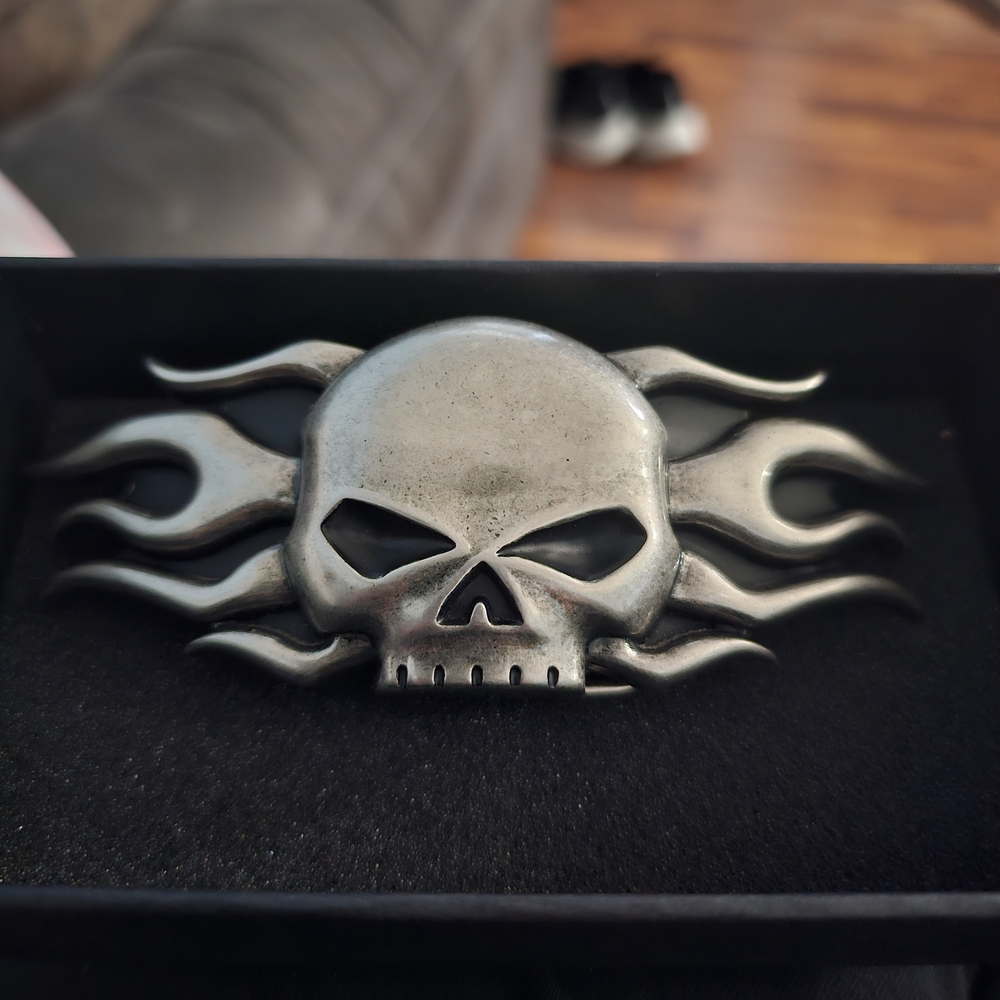 Men's Silver Skull Belt Buckle